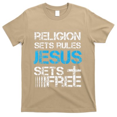 Jesus Sets Free Religion Sets Rules Christian Premium T-Shirt
