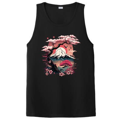 Japanese Sakura Garden Geisha Mount Fuji Cherry Blossom PosiCharge Competitor Tank