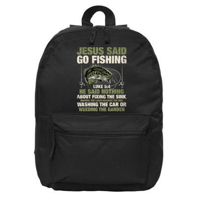 Jesus Said Go Fishing Fish Story Bible Angling Bass Fishing 16 in Basic Backpack