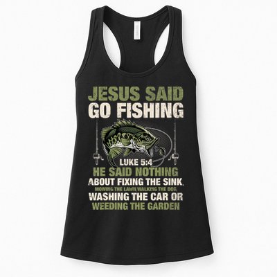 Jesus Said Go Fishing Fish Story Bible Angling Bass Fishing Womens Tank Top