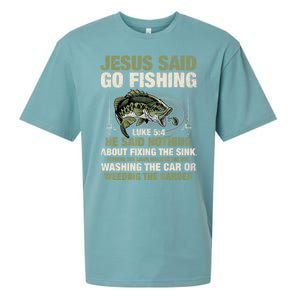 Jesus Said Go Fishing Fish Story Bible Angling Bass Fishing Sueded Cloud Jersey T-Shirt