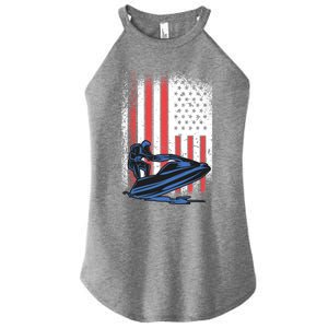 Jet Ski Gift American Flag Jet Ski Lover Water Sports Gift Women’s Perfect Tri Rocker Tank