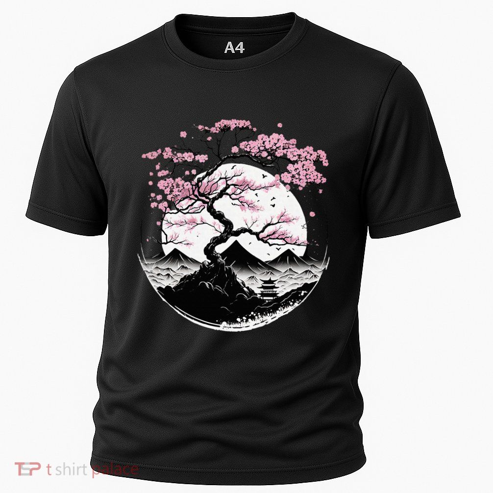 Japanese Sakura Garden Geisha Mount Fuji Cherry Blossom Performance Shirt