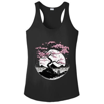 Japanese Sakura Garden Geisha Mount Fuji Cherry Blossom Ladies PosiCharge Competitor Racerback Tank