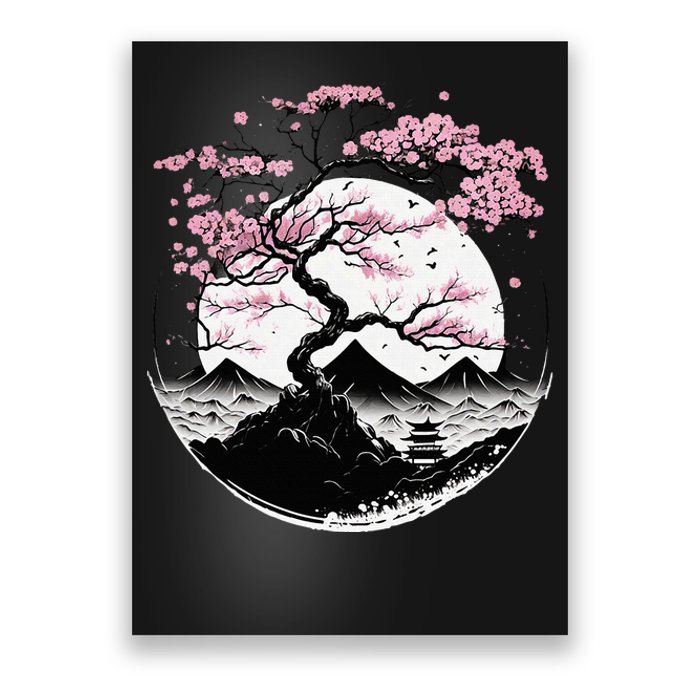 Japanese Sakura Garden Geisha Mount Fuji Cherry Blossom Poster