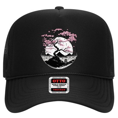 Japanese Sakura Garden Geisha Mount Fuji Cherry Blossom Trucker Hat