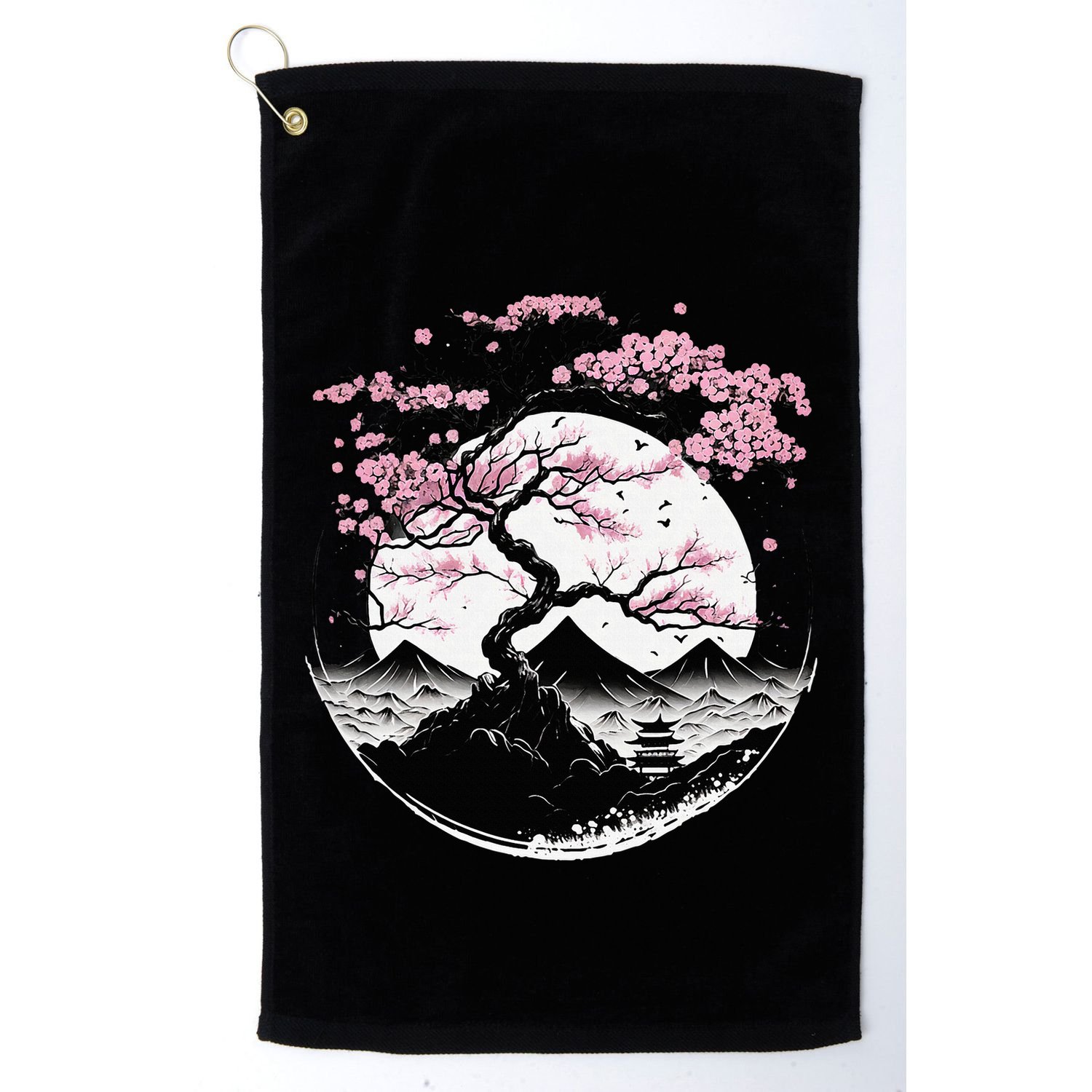 Japanese Sakura Garden Geisha Mount Fuji Cherry Blossom Golf Towel