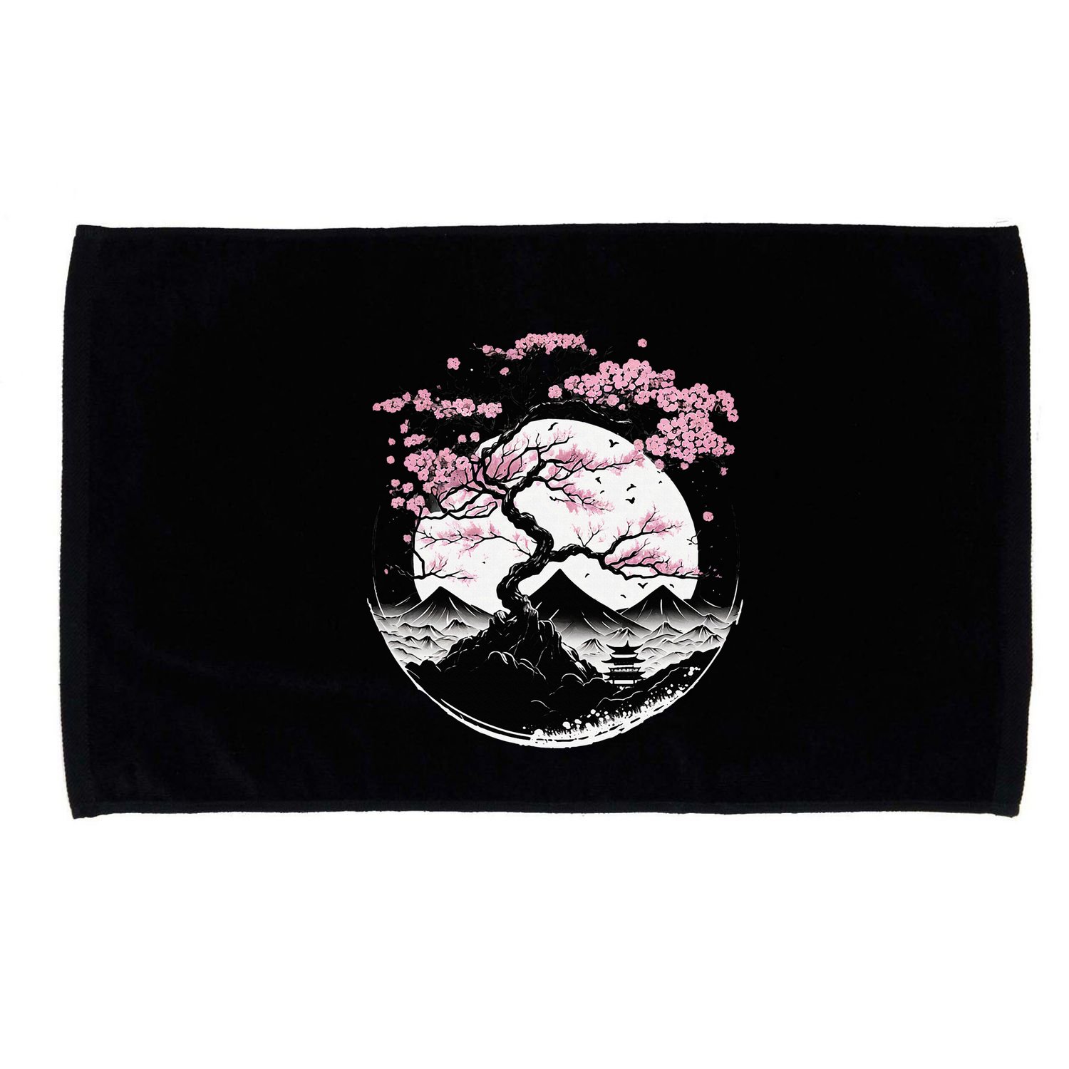 Japanese Sakura Garden Geisha Mount Fuji Cherry Blossom Microfiber Hand Towel