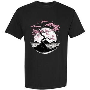 Japanese Sakura Garden Geisha Mount Fuji Cherry Blossom Garment-Dyed Heavyweight T-Shirt