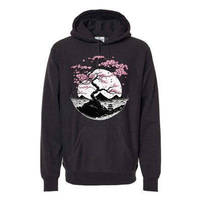 Japanese Sakura Garden Geisha Mount Fuji Cherry Blossom Premium Hoodie