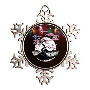 Japanese Sakura Garden Geisha Mount Fuji Cherry Blossom Metallic Star Ornament