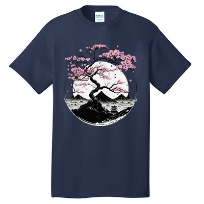 Japanese Sakura Garden Geisha Mount Fuji Cherry Blossom Tall T-Shirt