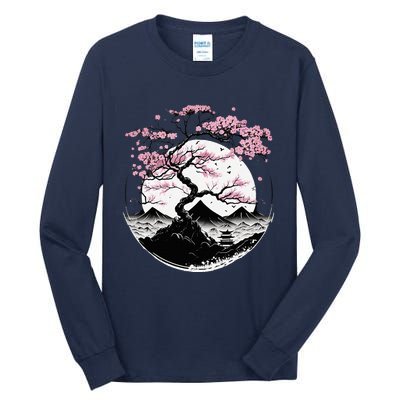 Japanese Sakura Garden Geisha Mount Fuji Cherry Blossom Tall Long Sleeve T-Shirt