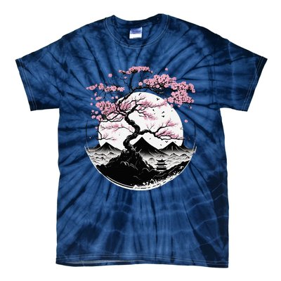 Japanese Sakura Garden Geisha Mount Fuji Cherry Blossom Tie-Dye T-Shirt