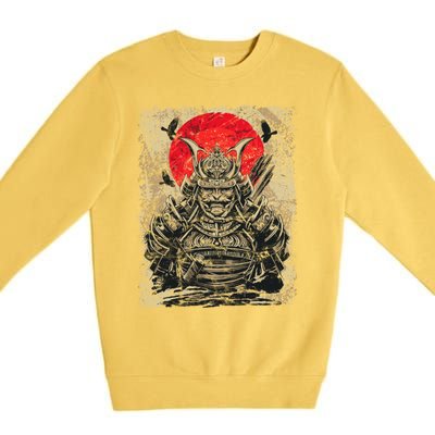 Japanese Samurai Girl And Samurai Gift Japanese Warrior Samurai Premium Crewneck Sweatshirt