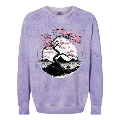 Japanese Sakura Garden Geisha Mount Fuji Cherry Blossom Colorblast Crewneck Sweatshirt