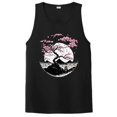 Japanese Sakura Garden Geisha Mount Fuji Cherry Blossom PosiCharge Competitor Tank