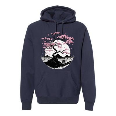 Japanese Sakura Garden Geisha Mount Fuji Cherry Blossom Premium Hoodie