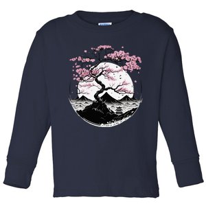 Japanese Sakura Garden Geisha Mount Fuji Cherry Blossom Toddler Long Sleeve Shirt