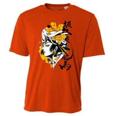 Japanese Samurai Geisha Mask Colorful Modern Urban Style Cooling Performance Crew T-Shirt