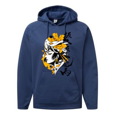 Japanese Samurai Geisha Mask Colorful Modern Urban Style Performance Fleece Hoodie