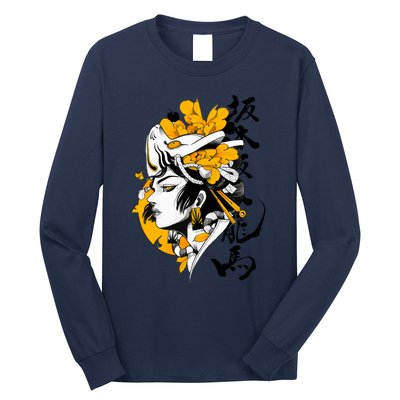 Japanese Samurai Geisha Mask Colorful Modern Urban Style Long Sleeve Shirt