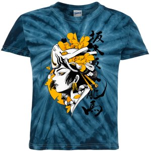 Japanese Samurai Geisha Mask Colorful Modern Urban Style Kids Tie-Dye T-Shirt