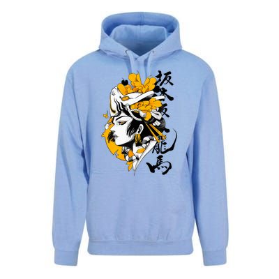 Japanese Samurai Geisha Mask Colorful Modern Urban Style Unisex Surf Hoodie