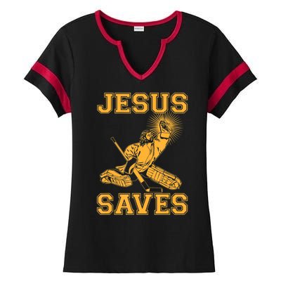 Jesus Saves Hockey Ladies Halftime Notch Neck Tee