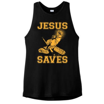 Jesus Saves Hockey Ladies PosiCharge Tri-Blend Wicking Tank