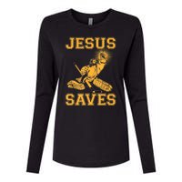 Jesus Saves Hockey Womens Cotton Relaxed Long Sleeve T-Shirt