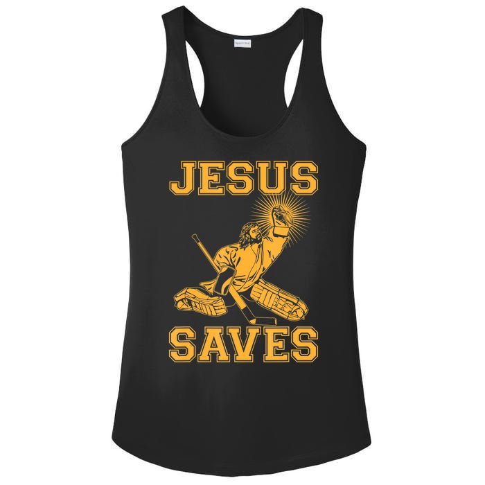 Jesus Saves Hockey Ladies PosiCharge Competitor Racerback Tank