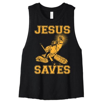 Jesus Saves Hockey Women's Racerback Cropped Tank