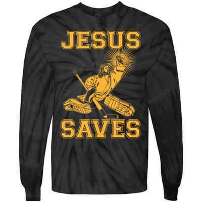 Jesus Saves Hockey Tie-Dye Long Sleeve Shirt