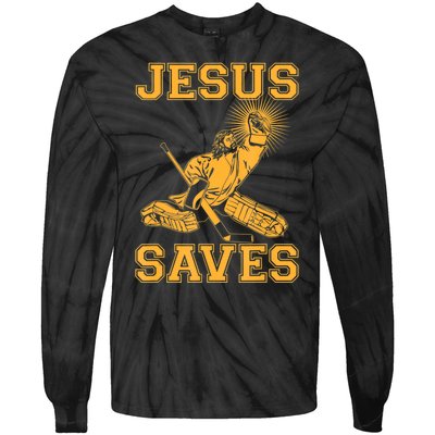 Jesus Saves Hockey Tie-Dye Long Sleeve Shirt