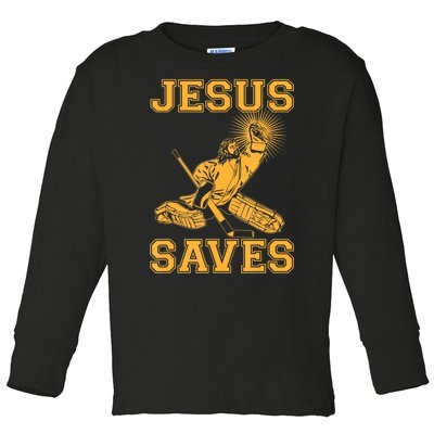 Jesus Saves Hockey Toddler Long Sleeve Shirt