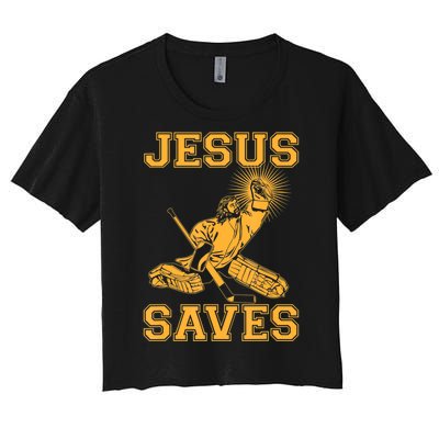 Jesus Saves Hockey Women's Crop Top Tee