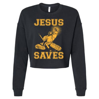 Jesus Saves Hockey Cropped Pullover Crew