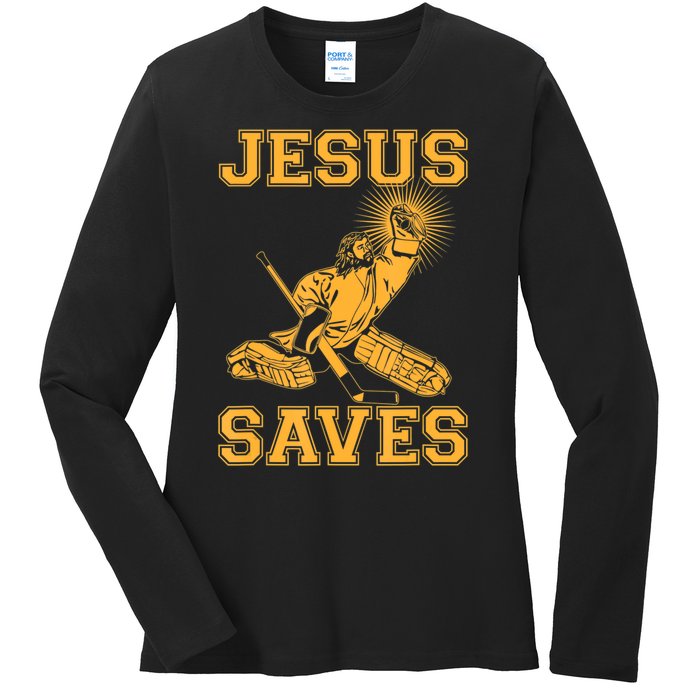 Jesus Saves Hockey Ladies Long Sleeve Shirt