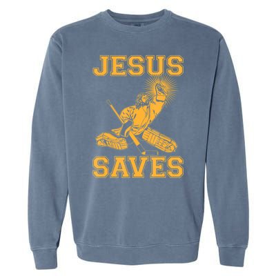 Jesus Saves Hockey Garment-Dyed Sweatshirt