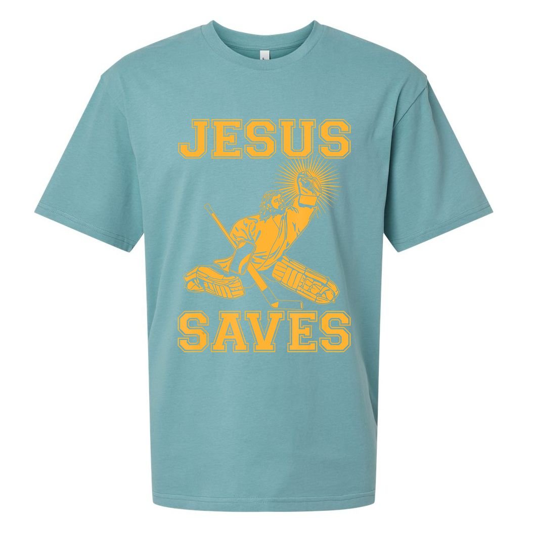 Jesus Saves Hockey Sueded Cloud Jersey T-Shirt