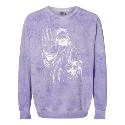 Jesus Stop Hand Sign Colorblast Crewneck Sweatshirt