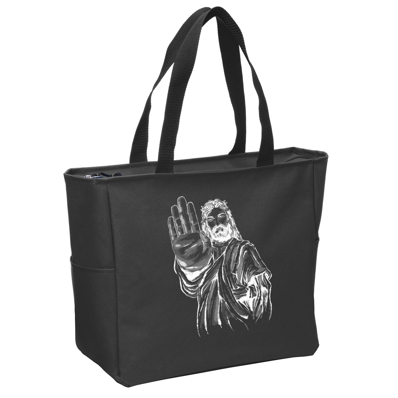 Jesus Stop Hand Sign Zip Tote Bag