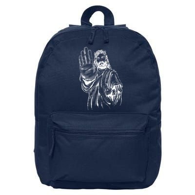 Jesus Stop Hand Sign 16 in Basic Backpack