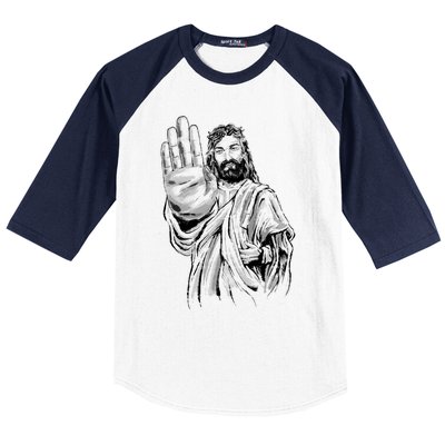 Jesus Stop Hand Sign Baseball Sleeve Shirt