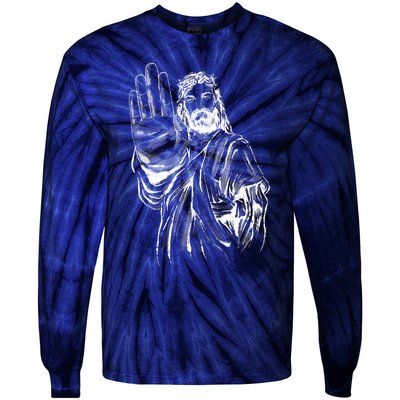 Jesus Stop Hand Sign Tie-Dye Long Sleeve Shirt