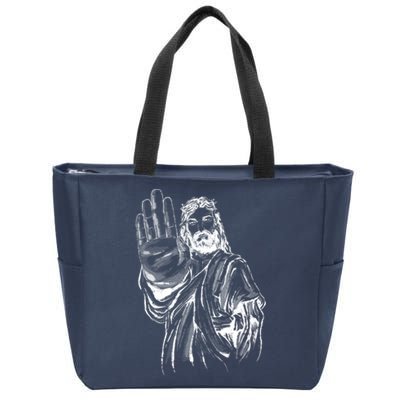 Jesus Stop Hand Sign Zip Tote Bag