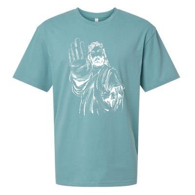 Jesus Stop Hand Sign Sueded Cloud Jersey T-Shirt