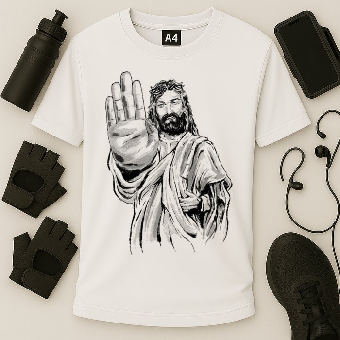 Jesus Stop Hand Sign Cooling Performance Crew T-Shirt