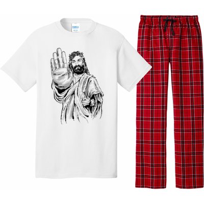 Jesus Stop Hand Sign Pajama Set